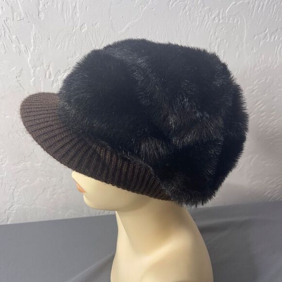Vintage Black Faux Fur Hat 70s Mod - Picture 5 of 8